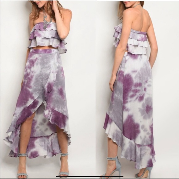 ❗️LAST CHANCE❗️Ruffled Boho Top & High Low Maxi Skirt Set NWT  l - Picture 1 of 10